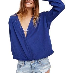 Free people blue gauzey blouse